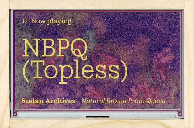 E-ink display in wooden frame displaying the song “NBPQ (Topless)” by Sudan Archives being played through the multimedia system.