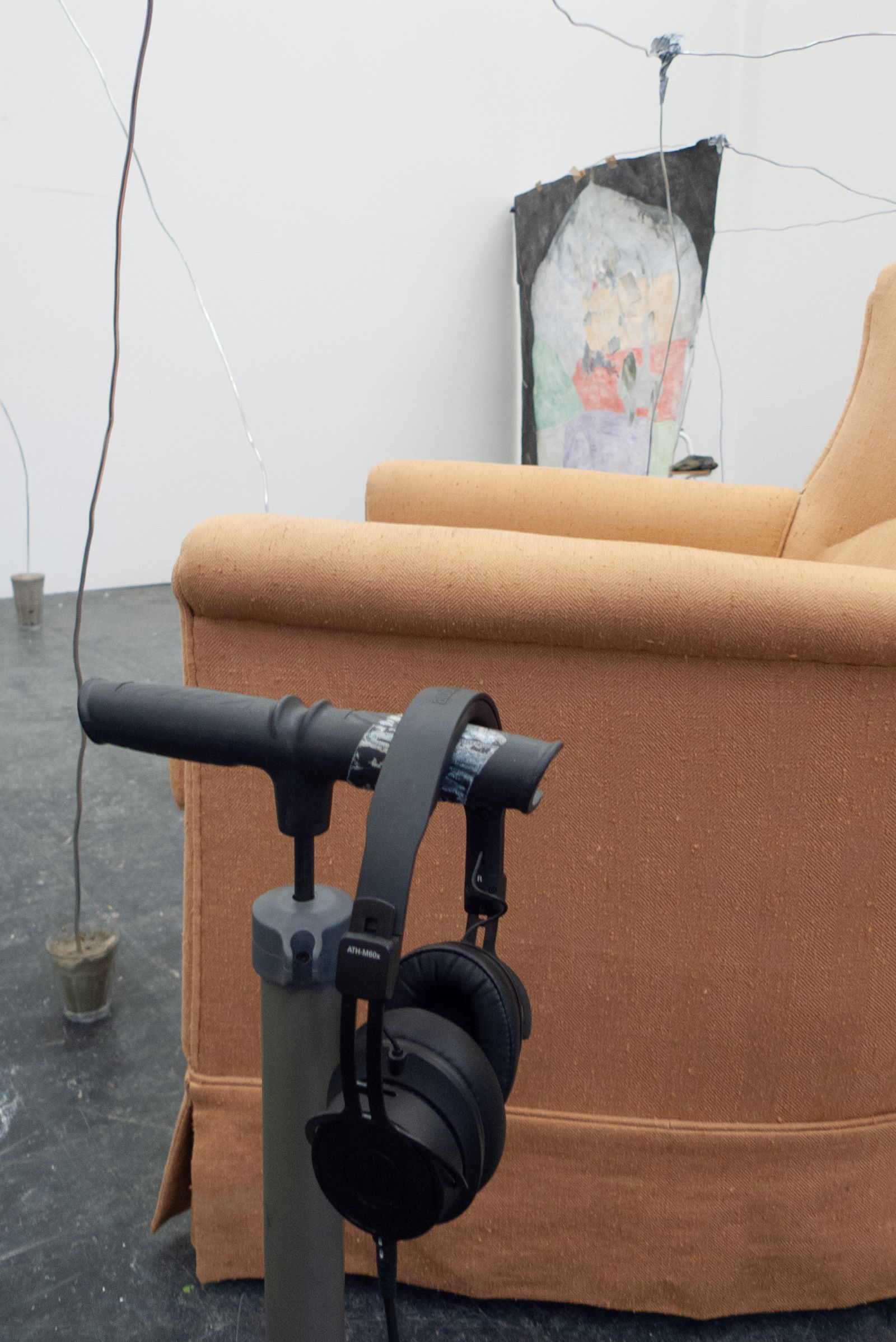 overview of the installation showing the chair where the audience can sit and listen to the audio work.