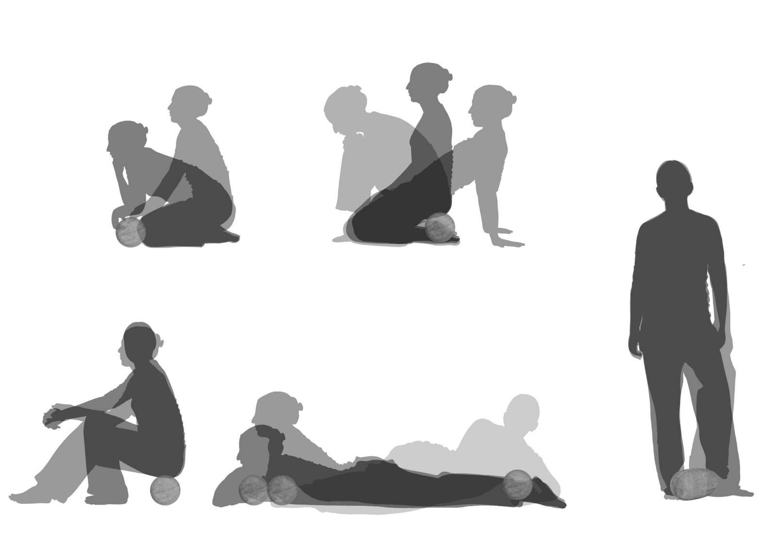 AP2 invites to try out a range of positions and allows for gentle rotation. It’s just large enough to support the ‘sit bones’, offering a minimal point of contact. When standing, it serves as a subtle support between the feet or underneath one foot. It can also be rolled and easily repositioned, making it interactive and responsive to movement.   
