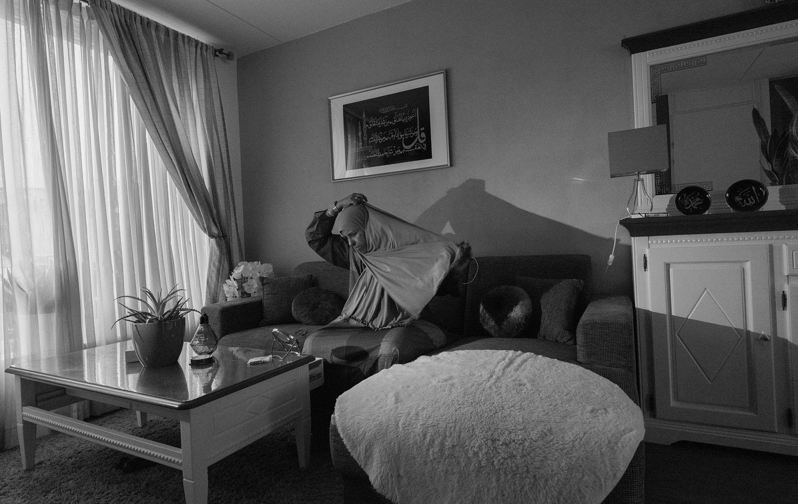My mother at home.